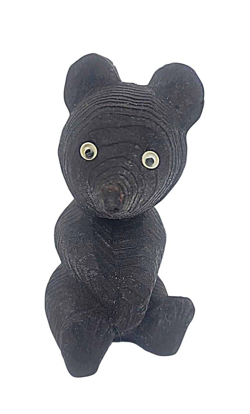 Vtg Japanese Sugi Wood Cryptomeria Hand Carved Bear Figurine Hokkaido Folk Art